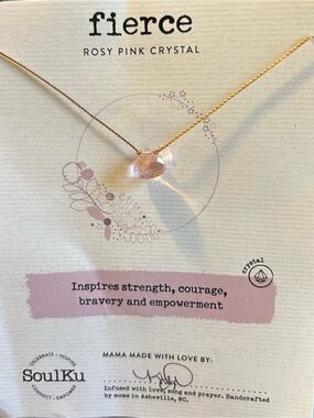 Rosy Pink Crystal Necklace on Gold Chain